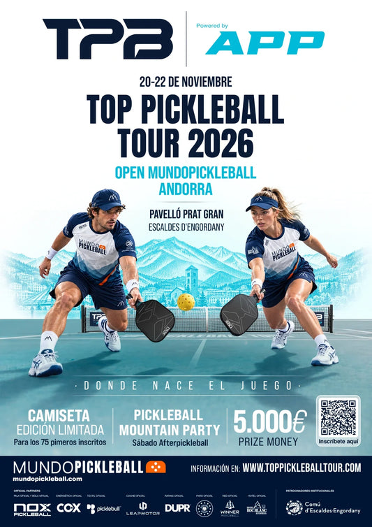 Cartel del Open Mundo Pickleball Andorra, gran final Top Pickleball Tour 2026 del 20 al 22 de noviembre en Escaldes-Engordany