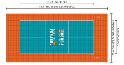 Plano con medidas oficiales de una pista de pickleball portátil