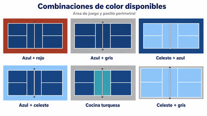 Catálogo de combinaciones de color para pista de pickleball portátil