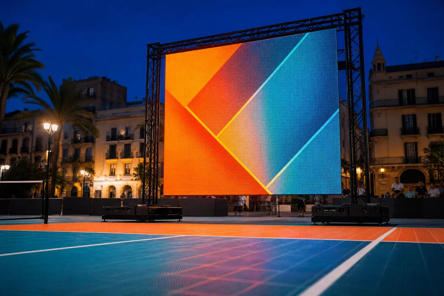 Marcador LED de tres por tres metros para eventos de pickleball