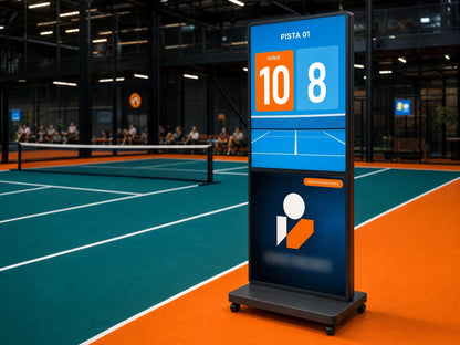 Marcador de pickleball mostrando el espacio de publicidad para patrocinadores del club